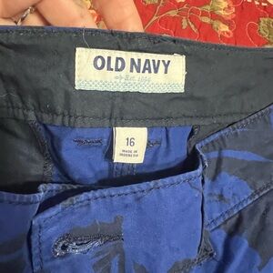 Old Navy, Royal Blue & Black Floral Patterned Shorts